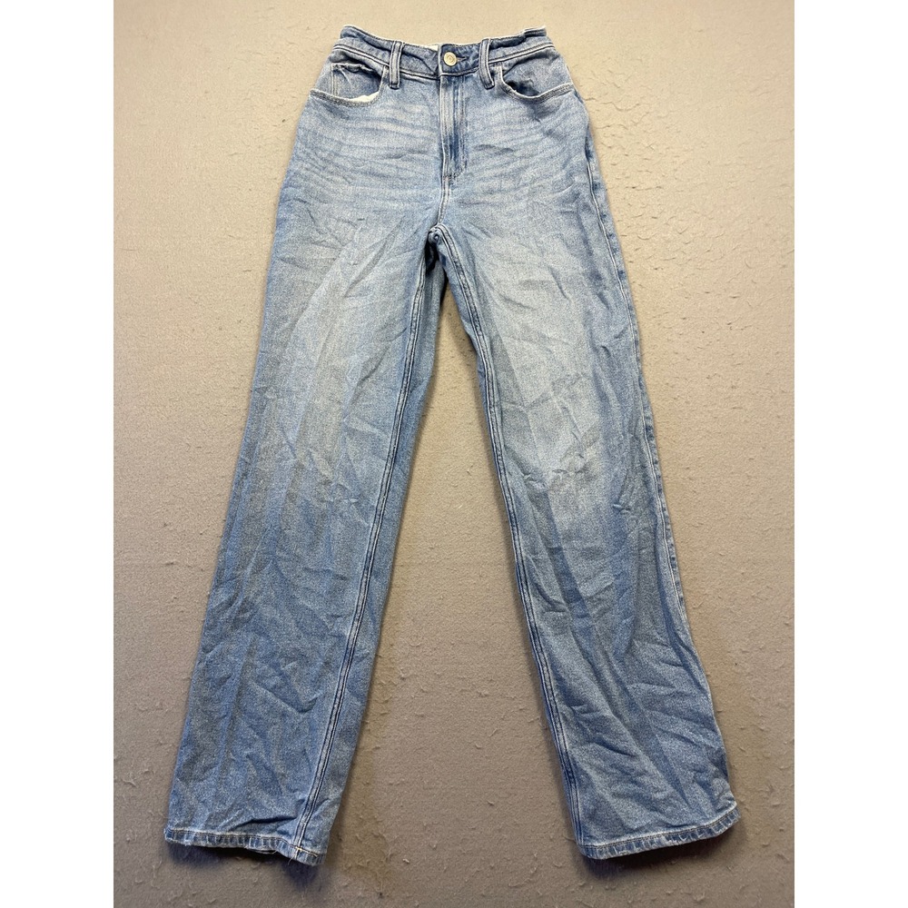 Hollister Curvy Ultra High-Rise Dad Denim Light Blue W24 Long Womens